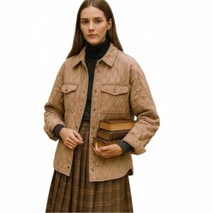 Joie Women's Barn Jacket Coat Peach Pink Quilted Preppy Casual $468 Size M New